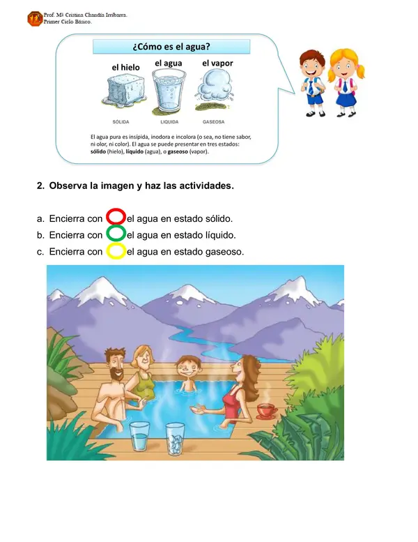 Guía "carcaterísticas del agua". 