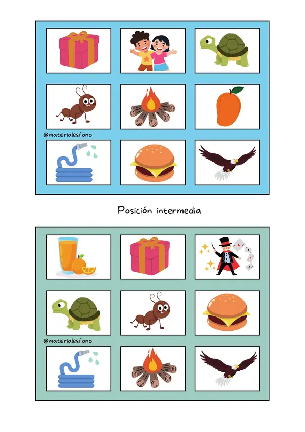 Bingo y dominó fonema G