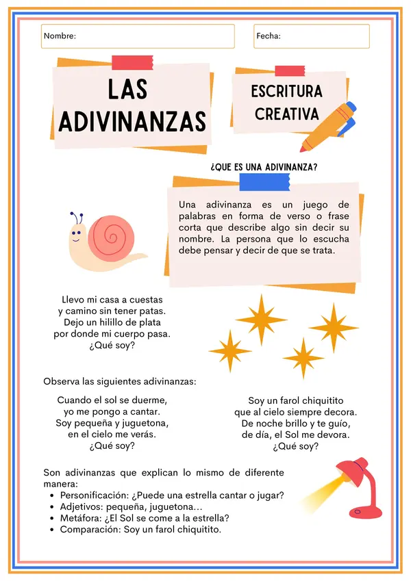 Guía de Escritura creativa sobre adivinanzas