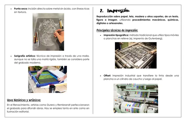 ARTES - Técnicas de impresión: grabado, impresión y fottage