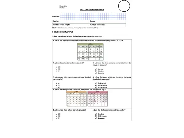 Uso calendario