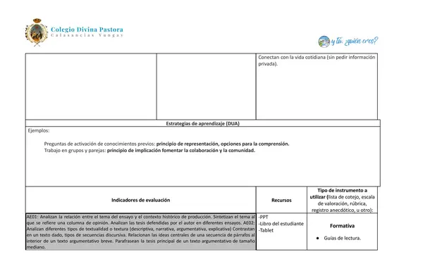 Planificación cuarto medio lenguaje y comunicación