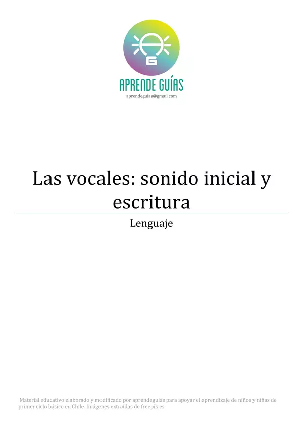 Vocales: sonido inicial y escritura