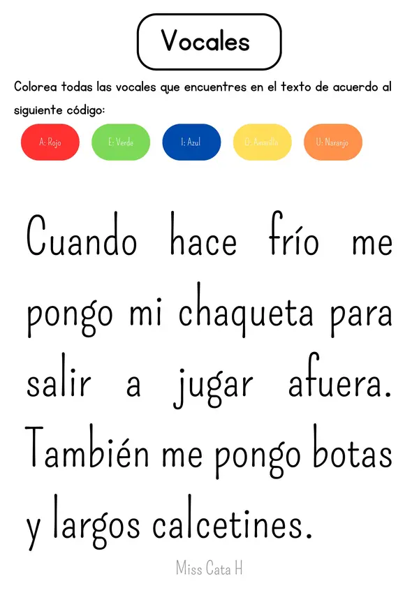 Colorea las vocales 