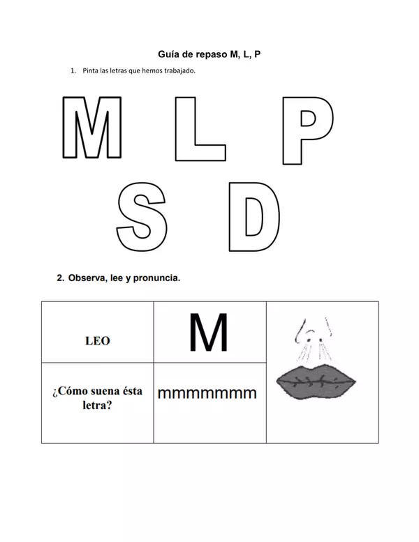 Repaso de consonante M, L, P