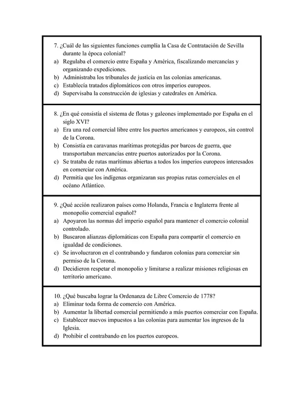 8° Prueba: Arte barroco, monopolio comercial, hacienda, esclavitud, incluye PAUTA 