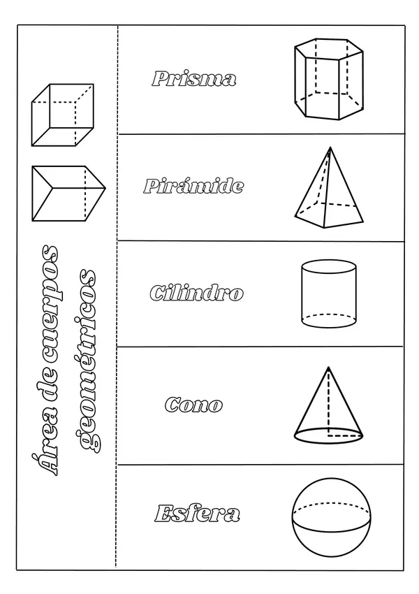 Foldable Área y Volumen de cuerpos geométricos