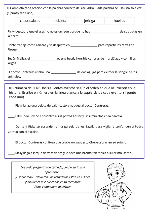 Prueba Plan Lector El chupacabras de Pirque