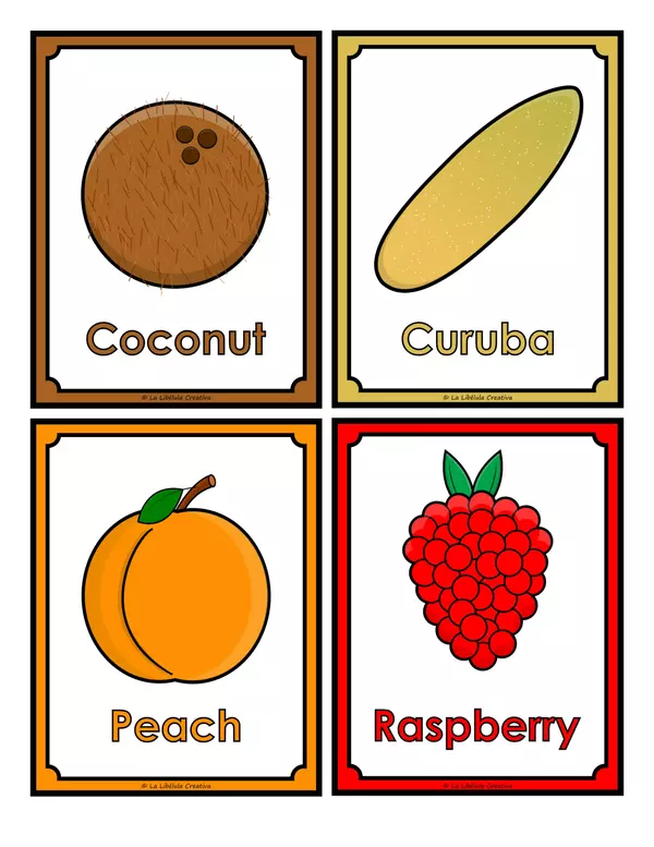 Flash Cards Fruits Food
