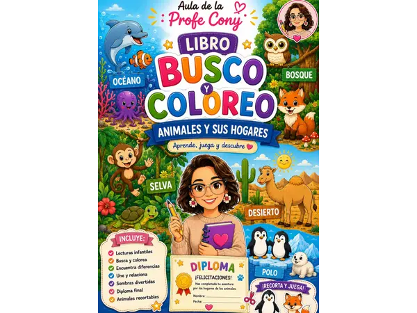Libro Busco y Coloreo: Animales y sus Hogares