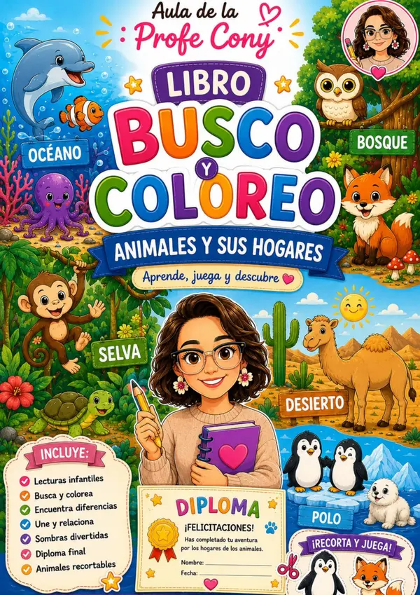 Libro Busco y Coloreo: Animales y sus Hogares
