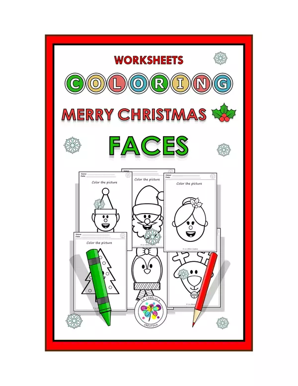 Worksheets Coloring Christmas Faces Craft Decorate