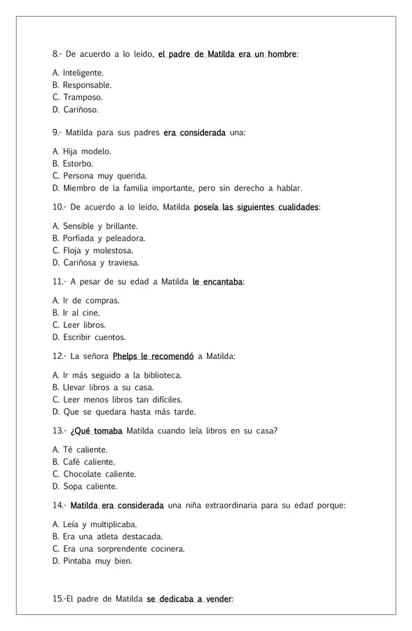 Evaluación Libro Matilda