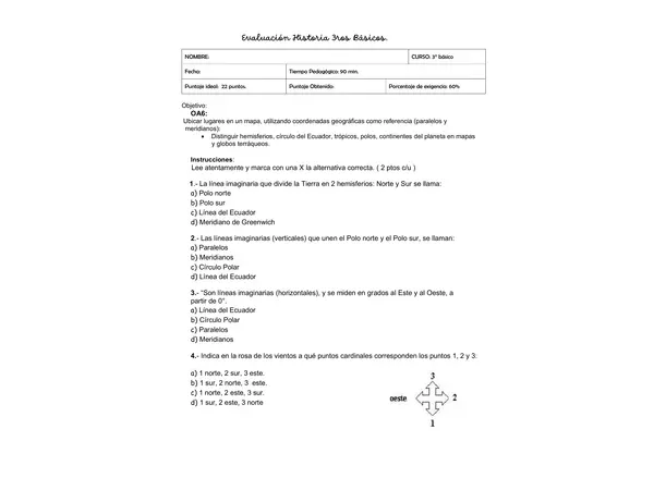 Evaluación Historia Lineas Imaginarias 
