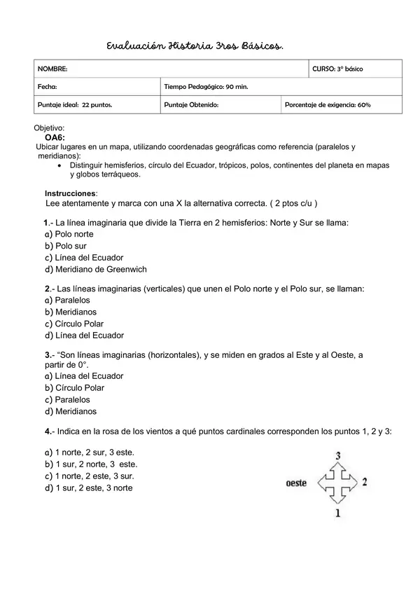 Evaluación Historia Lineas Imaginarias 