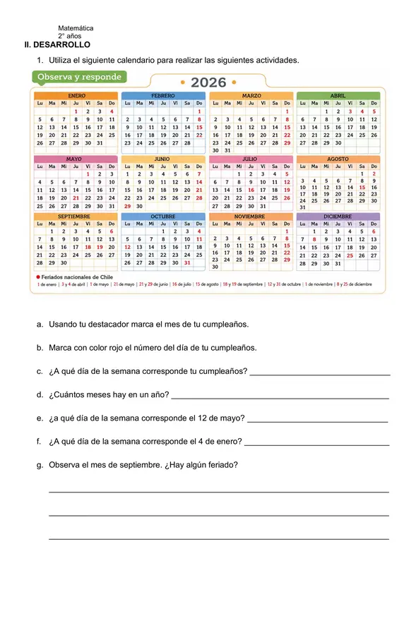 Uso calendario