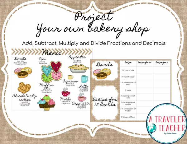 Decimals and fractions math project your own Bakery Shop