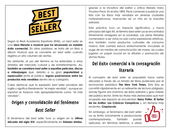 Guía de trabajo - ¿Qué son los Best- Seller?