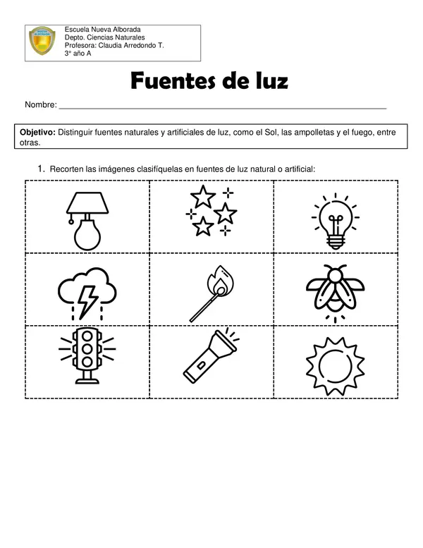Fuentes de luz natural o artificial