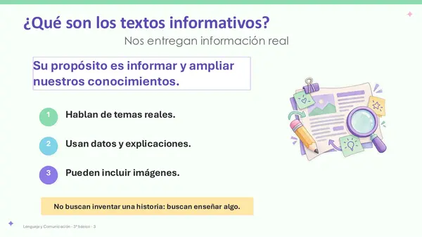 PPT El artículo informativo – 3° básico | Clase completa + RICE