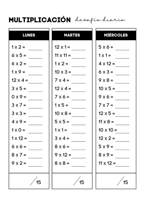Desafío diario de multiplicación