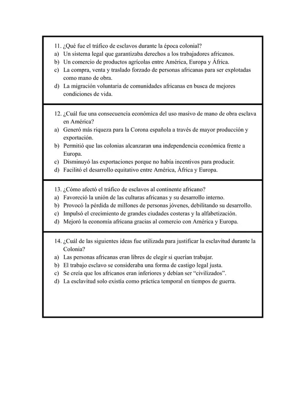 8° Prueba: Arte barroco, monopolio comercial, hacienda, esclavitud, incluye PAUTA 