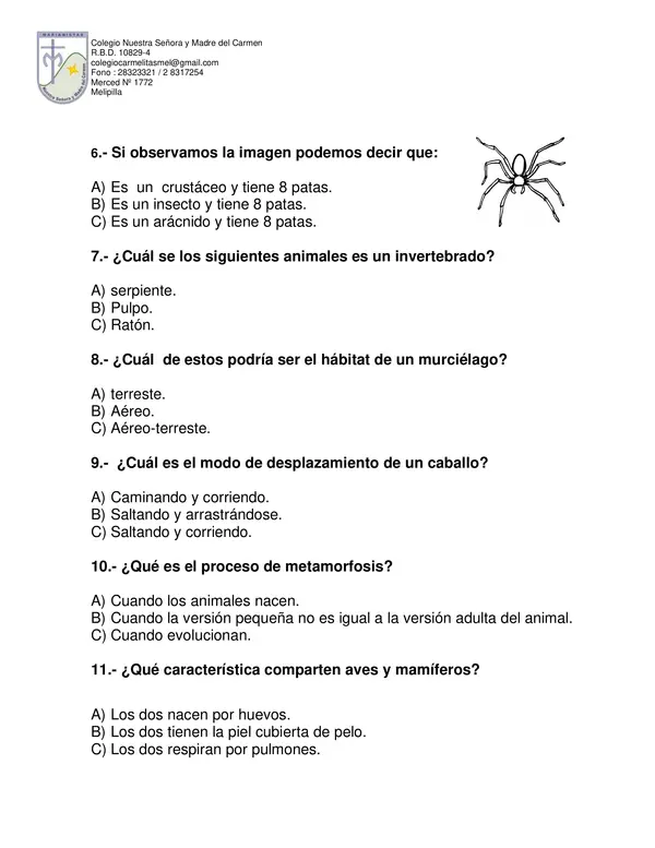 Guia repaso de la unidad vertebrados e invertebrados 