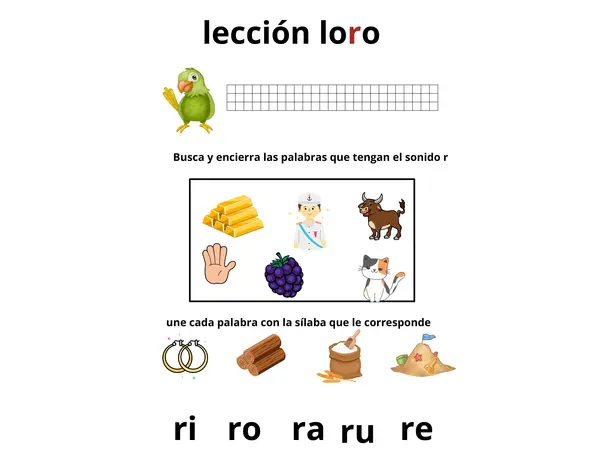 Repaso lecciones Matte Loro, pino, nido  y pato