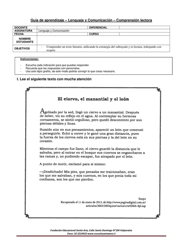 Guía 2 refuerzo comprensión lectora