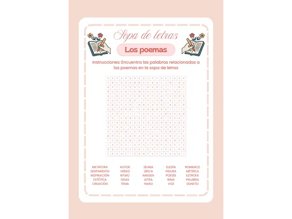 Sopa de letras los poemas