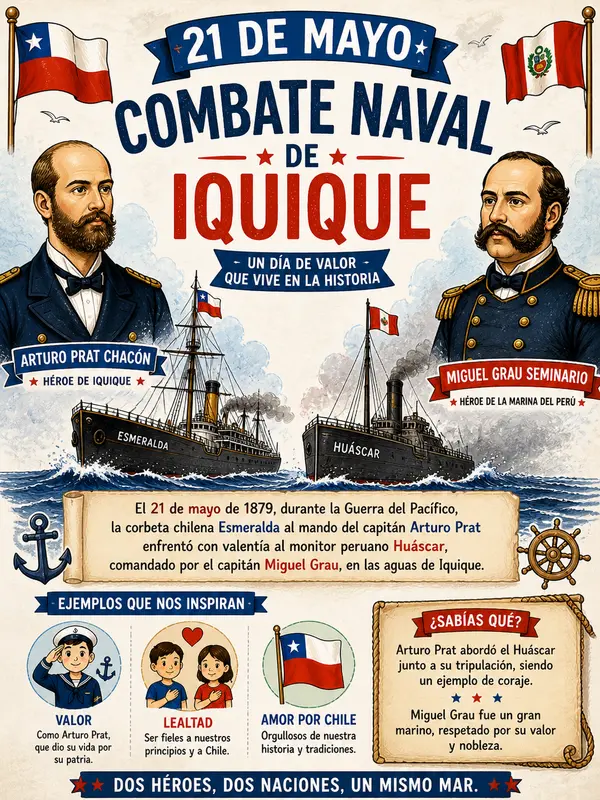 Poster Combate Naval de Iquique 21 de mayo