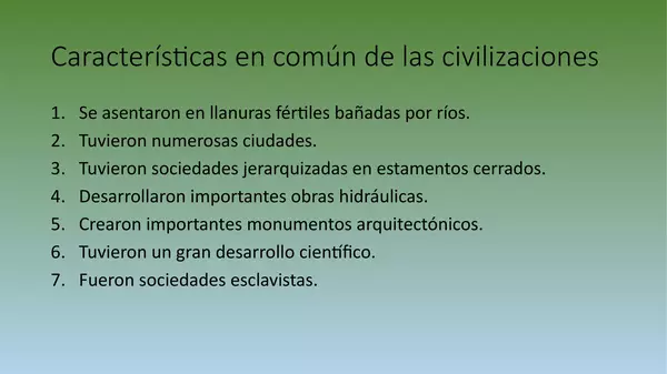 Presentacion Caracteristicas de las Primeras Civilizaciones, , Septimo Basico