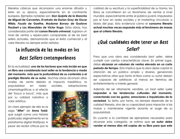 Guía de trabajo - ¿Qué son los Best- Seller?