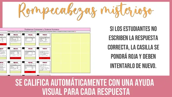 Problemas Comparar y Ordenar Numeros Rompecabezas Misterioso