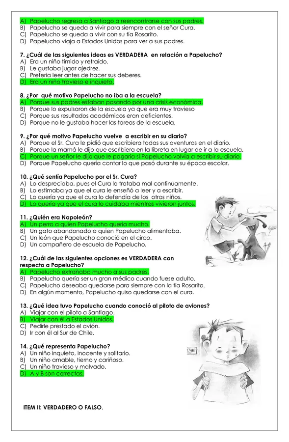 Prueba Lectura - Papelucho casi huérfano