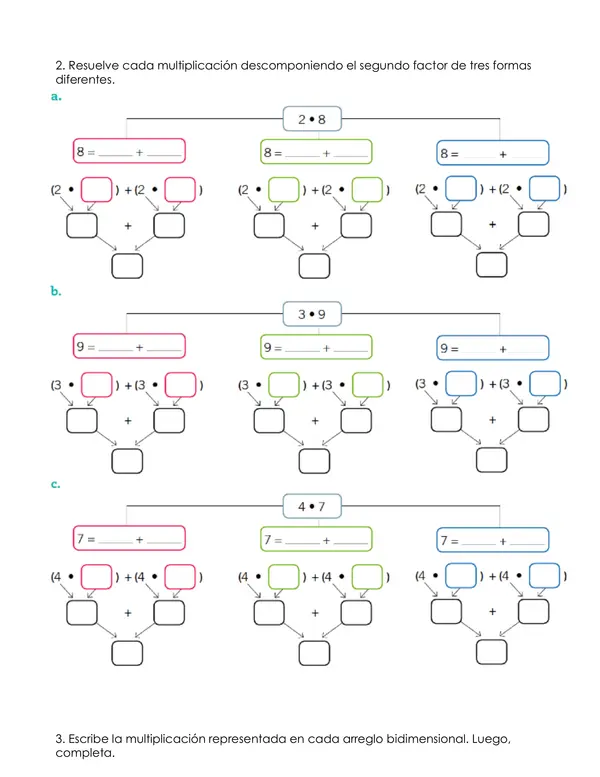 Aplicar la propiedad distributiva para multiplicar.