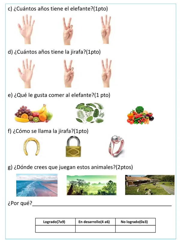 Prueba inicial de 1ro basico