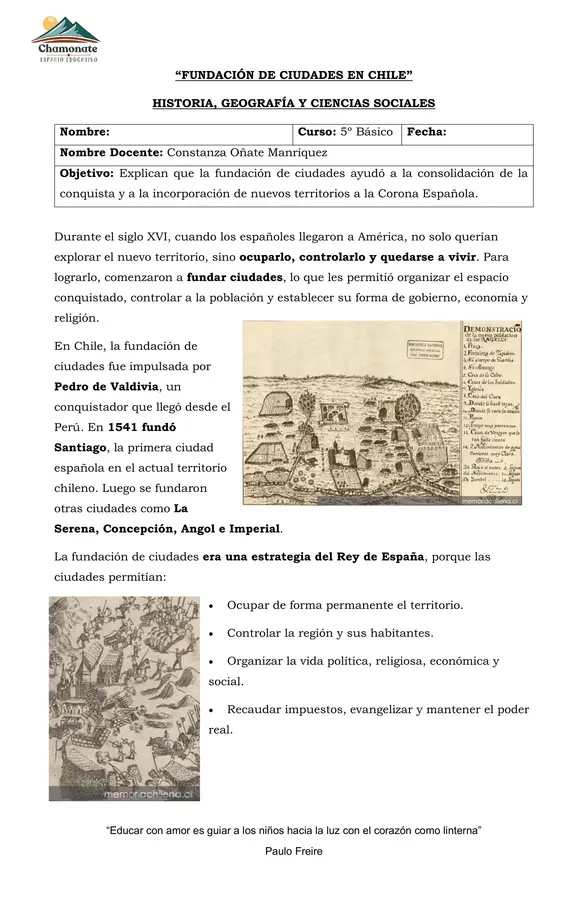 FUNDACIÓN DE CIUDADES EN CHILE