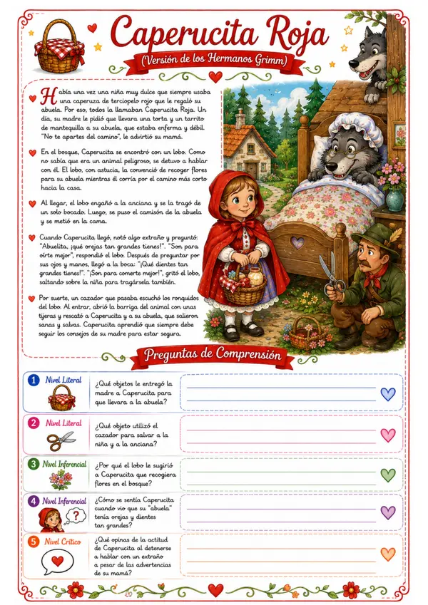 📚 Cuentos Clásicos – Comprensión Lectora 3.º y 4.º Básico