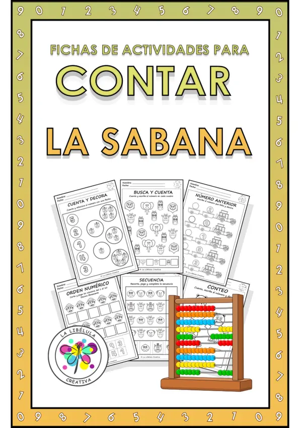 Fichas actividades contar animales sabana salvajes numeros matemáticas