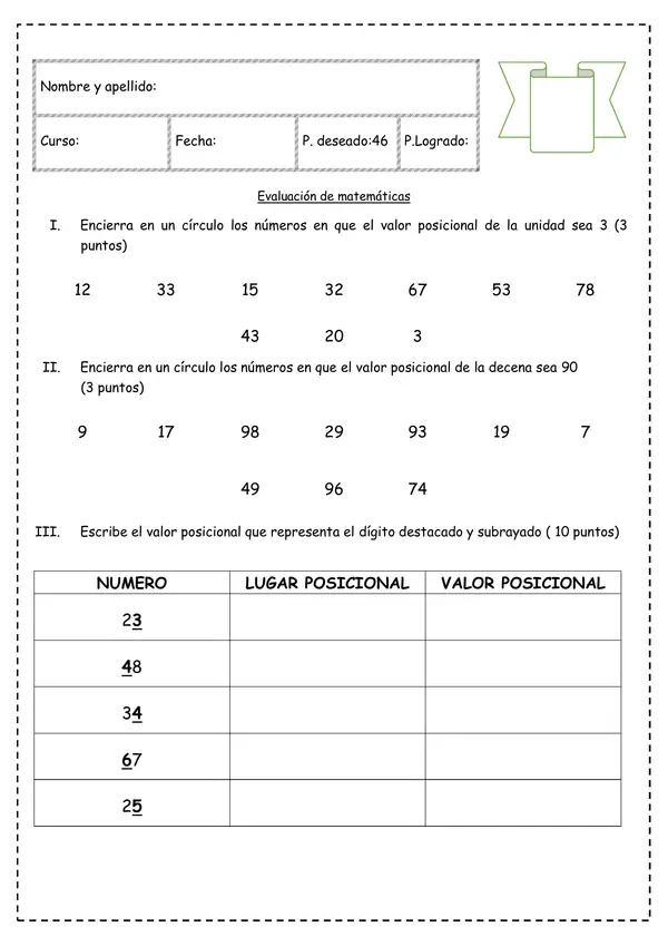 prueba de valor posicional 