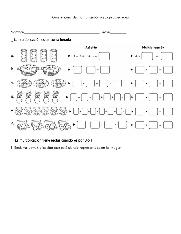 Guía síntesis de la multiplicación y sus propiedades