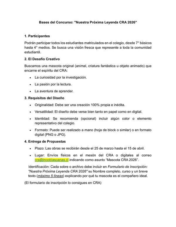 bases concurso Mascota CRA