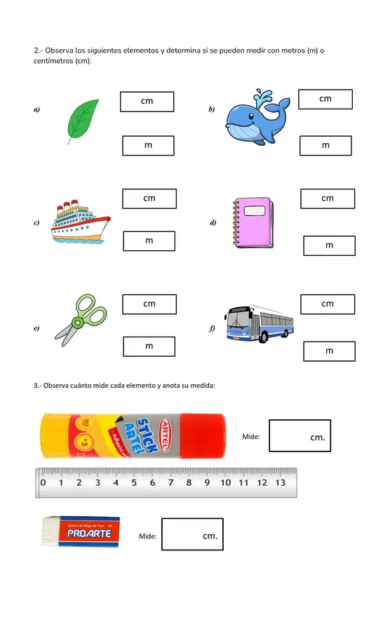 Guía de medición Longitud segundo básico matemática