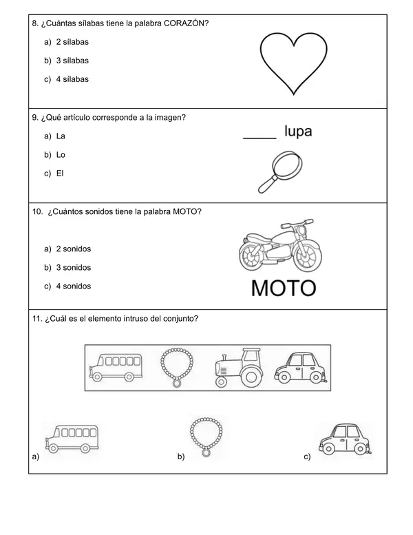 Evaluación letras M, L, P