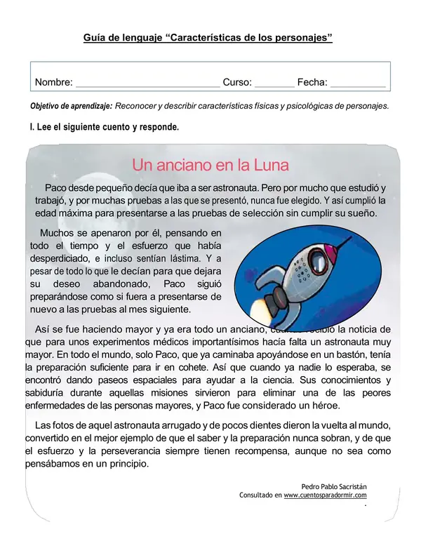 Guía de lenguaje "Identificar características físicas y psicológicas de los personajes"