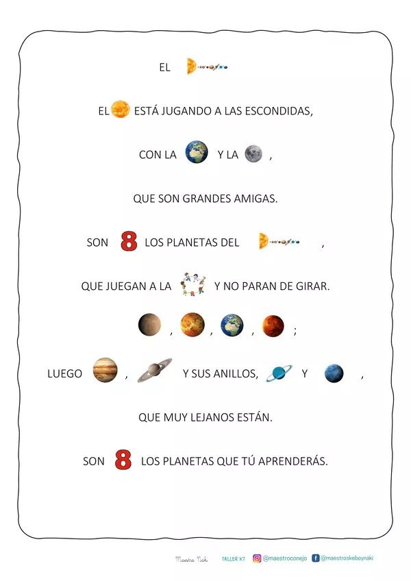 El Sistema Solar. Poema adaptado.