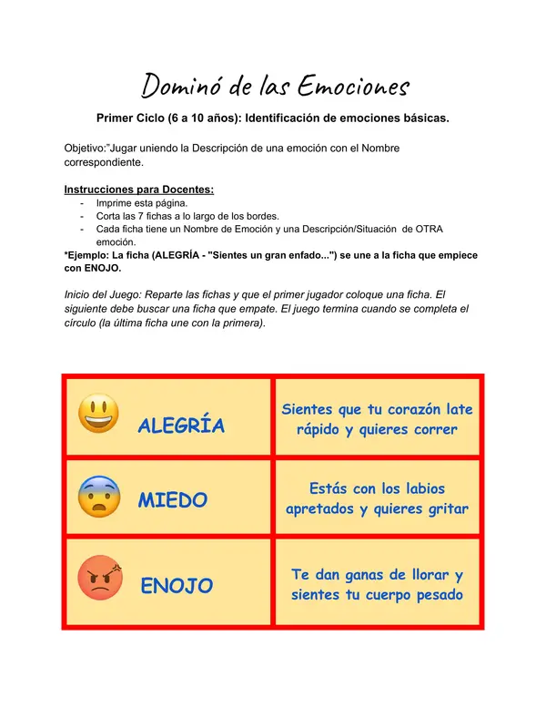 Dominó de las emociones