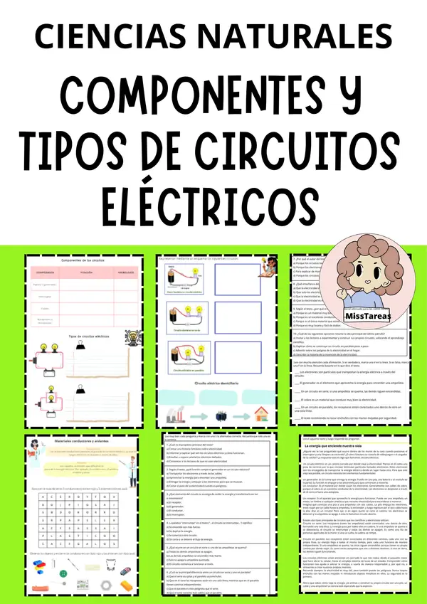  Ficha de Ciencias Naturales: Circuitos Eléctricos - Componentes, Conductores y Tipos🔌