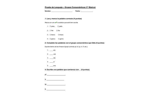 Grupos consonánticos